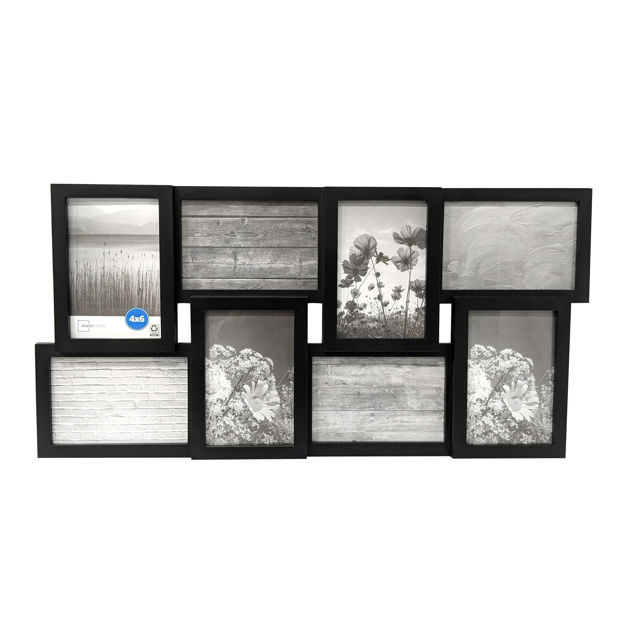 Mainstays 4x6 8-Opening Linear Gallery Collage Picture Frame, Black